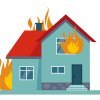 Generic illustration of a house/residential structure fire.