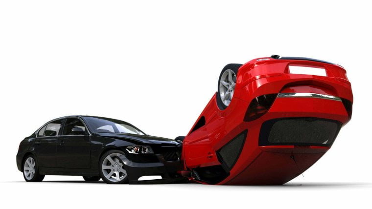 Generic illustration of a multi-car crash/MVA with rollover.